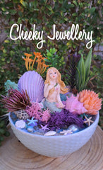 Mermaid gardens themescapes with shells acrylic star fish, mother of pearl. Imagination play. Imagination play.