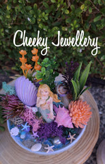 Mermaid gardens themescapes with shells acrylic star fish, mother of pearl. Imagination play. Imagination play.