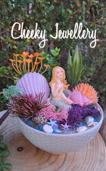 Mermaid gardens themescapes with shells acrylic star fish, mother of pearl. Imagination play. Imagination play.