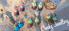 Cactus plant dangly earrings