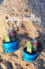 Cactus plant dangly earrings