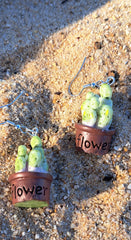 Cactus plant dangly earrings
