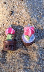 Cactus plant dangly earrings