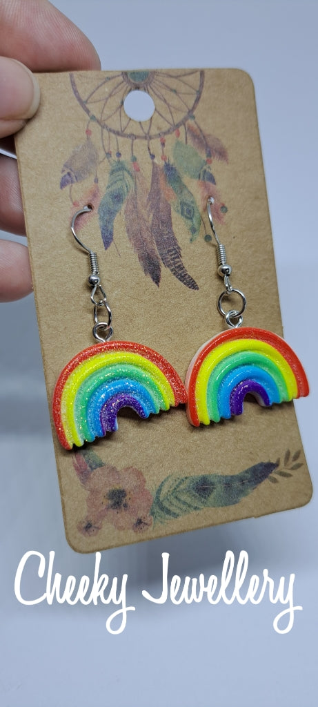 Glitter Rainbow Dangly earrings