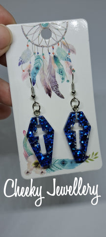 Ombre glitter  coffin Dangly earrings