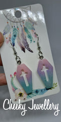 Ombre glitter  coffin Dangly earrings