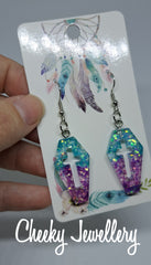 Ombre glitter  coffin Dangly earrings