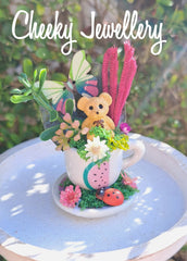 The cutest mini Beary garden in tiny teacup set. Imagination play, creative play for kids. Gift ideas for girls or boys. Mini centrepieces