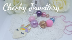 Bubblegum bead unicorn necklace