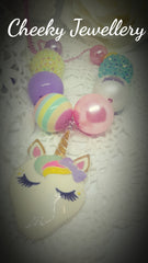 Unicorn bubblegum beads necklace