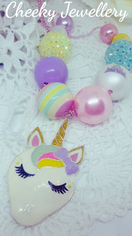 Unicorn bubblegum beads necklace