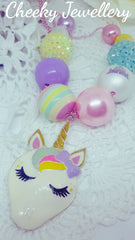 Unicorn bubblegum beads necklace