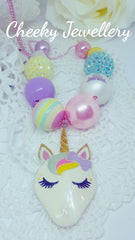 Unicorn bubblegum beads necklace