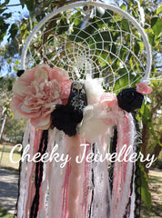 Pink and black Babushka dreamcatcher