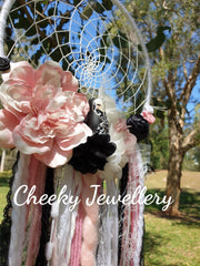 Pink and black Babushka dreamcatcher