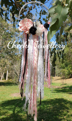 Pink and black Babushka dreamcatcher
