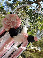 Pink and black Babushka dreamcatcher