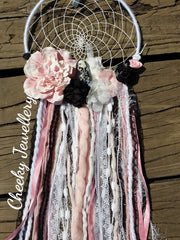 Pink and black Babushka dreamcatcher