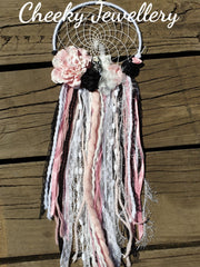 Pink and black Babushka dreamcatcher