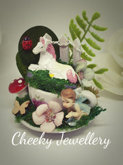 Pink Unicorn and fairy garden