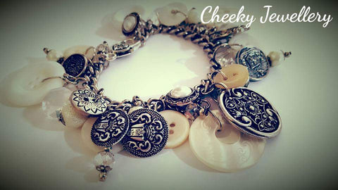 Vintage button wedding bracelet