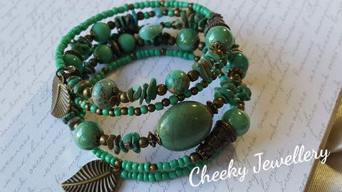 Ladies gemstone memory wire bracelet