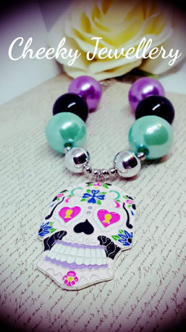 Ladies candy skull necklace