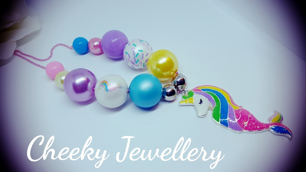 Girls Unicorn mermaid necklace